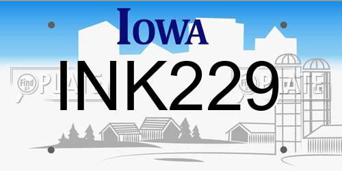 INK229 Iowa License Plate