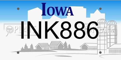INK886 Iowa License Plate