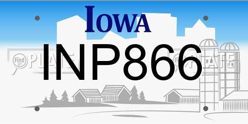 INP866 Iowa License Plate