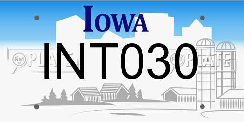 INT030 Iowa License Plate
