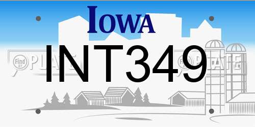 INT349 Iowa License Plate