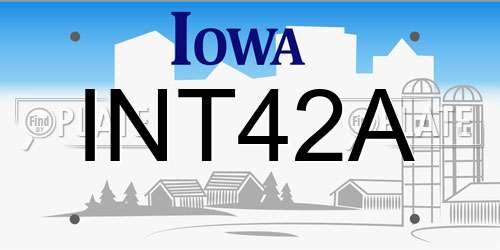 INT42A Iowa License Plate