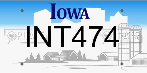 INT474 Iowa License Plate