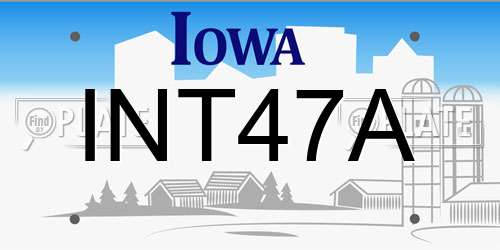 INT47A Iowa License Plate