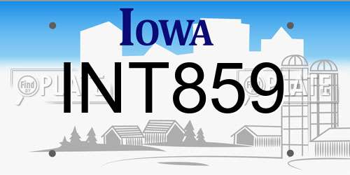 INT859 Iowa License Plate