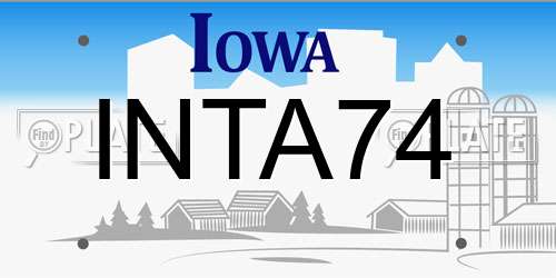 INTA74 Iowa License Plate