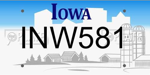 INW581 Iowa License Plate