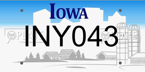 INY043 Iowa License Plate