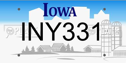 INY331 Iowa License Plate