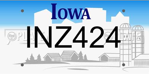INZ424 Iowa License Plate
