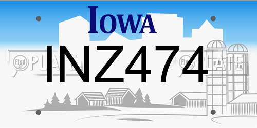 INZ474 Iowa License Plate