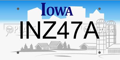INZ47A Iowa License Plate