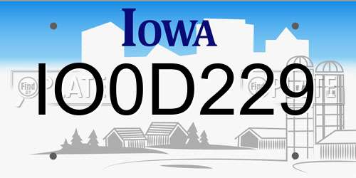 IO0D229 Iowa License Plate