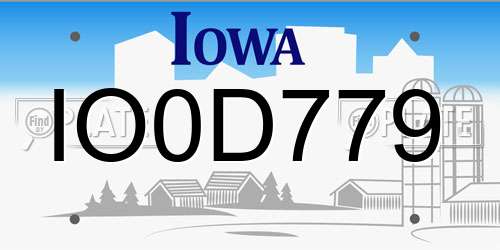 IO0D779 Iowa License Plate