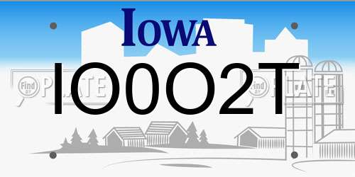 IO0O2T Iowa License Plate