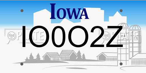 IO0O2Z Iowa License Plate
