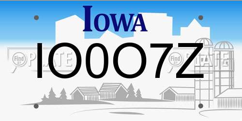 IO0O7Z Iowa License Plate