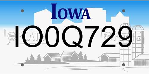 IO0Q729 Iowa License Plate