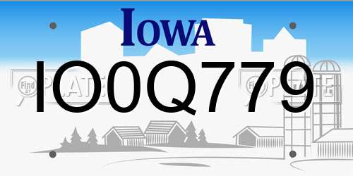 IO0Q779 Iowa License Plate