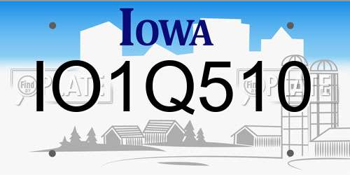 IO1Q510 Iowa License Plate