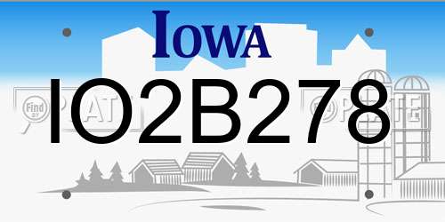 IO2B278 Iowa License Plate