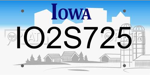 IO2S725 Iowa License Plate