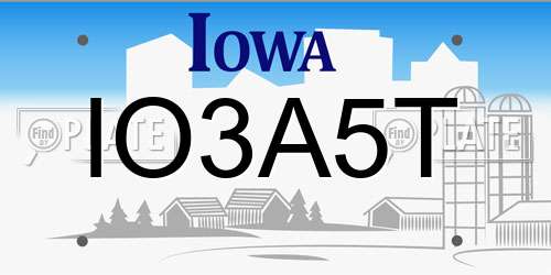 IO3A5T Iowa License Plate