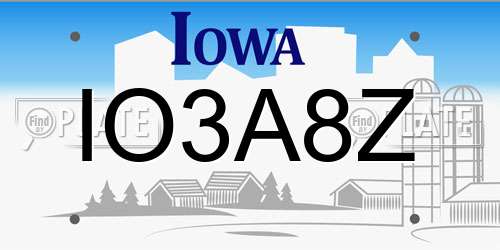 IO3A8Z Iowa License Plate