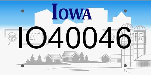 IO40046 Iowa License Plate