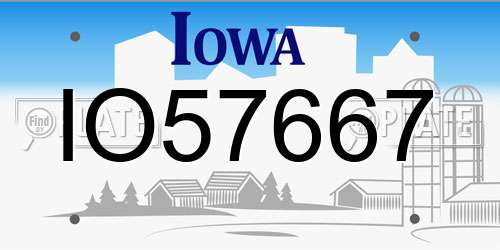 IO57667 Iowa License Plate