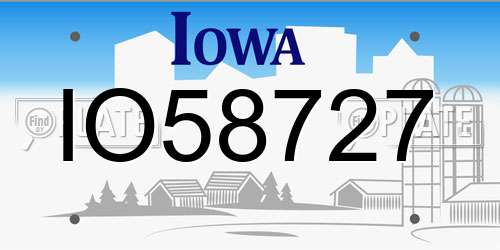 IO58727 Iowa License Plate