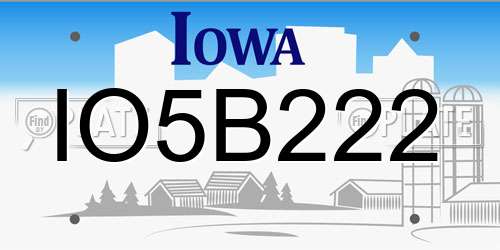 IO5B222 Iowa License Plate