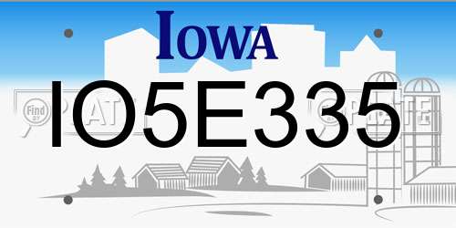 IO5E335 Iowa License Plate