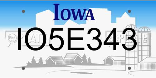 IO5E343 Iowa License Plate