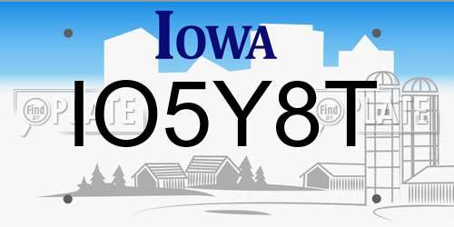 IO5Y8T Iowa License Plate