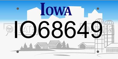 IO68649 Iowa License Plate