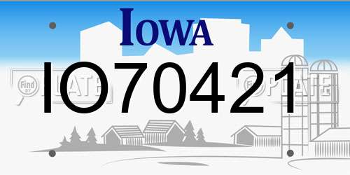 IO70421 Iowa License Plate