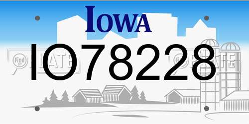 IO78228 Iowa License Plate