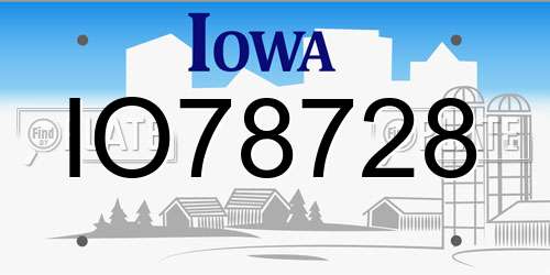 IO78728 Iowa License Plate