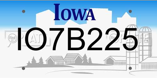 IO7B225 Iowa License Plate