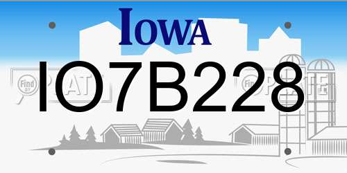IO7B228 Iowa License Plate
