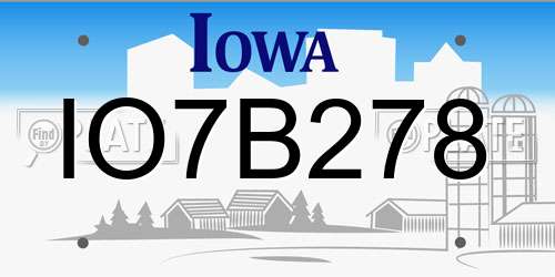 IO7B278 Iowa License Plate