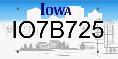 IO7B725 Iowa License Plate