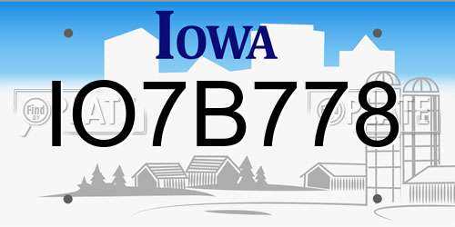 IO7B778 Iowa License Plate