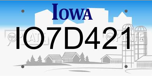 IO7D421 Iowa License Plate