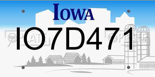IO7D471 Iowa License Plate