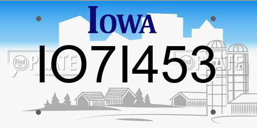 IO7I453 Iowa License Plate