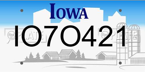 IO7O421 Iowa License Plate