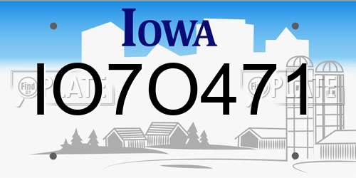 IO7O471 Iowa License Plate