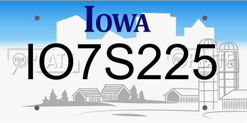 IO7S225 Iowa License Plate